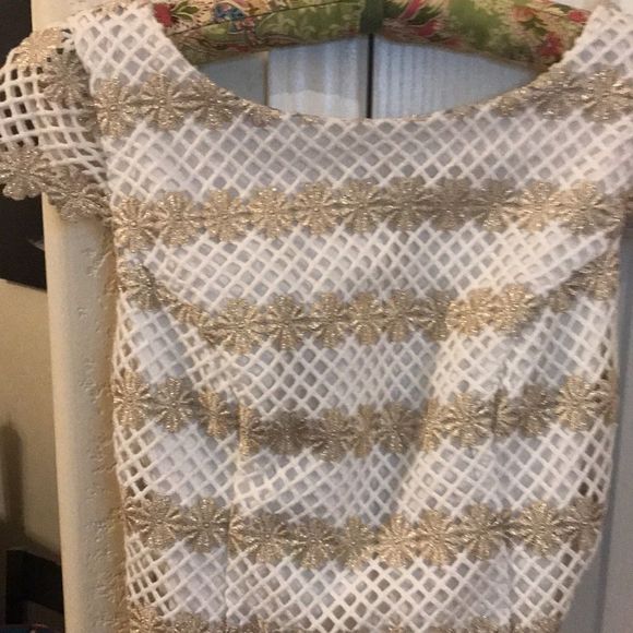 NWT Lilly Pulitzer Gold Daisy Lattice Dress size 0 - Picture 2 of 8
